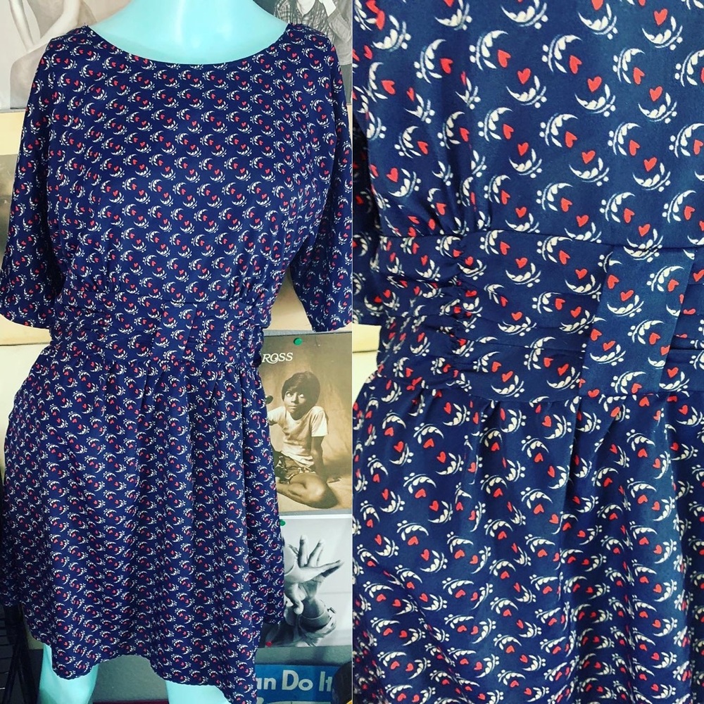 🍒 RETRO Girly ADORABLE Heart Retro Style Love Dress Size: Medium